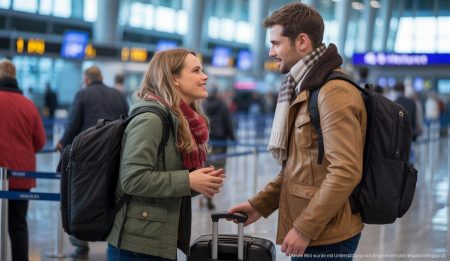 Passagiere am Flughafen Zürich für Flüge nach Mallorca im Winter