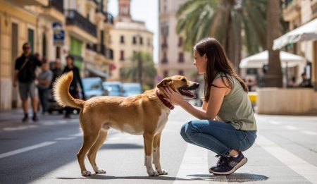 Hundesitting auf Mallorca: Praktische Lösungen für Haustierbesitzer Hundehalter und Hundesitter in Palma de Mallorca bei einem Spaziergang