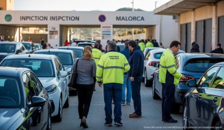 Erheblicher Fortschritt bei den Wartezeiten der ITV auf Mallorca Fahrzeugwarteschlange bei der ITV-Station auf Mallorca