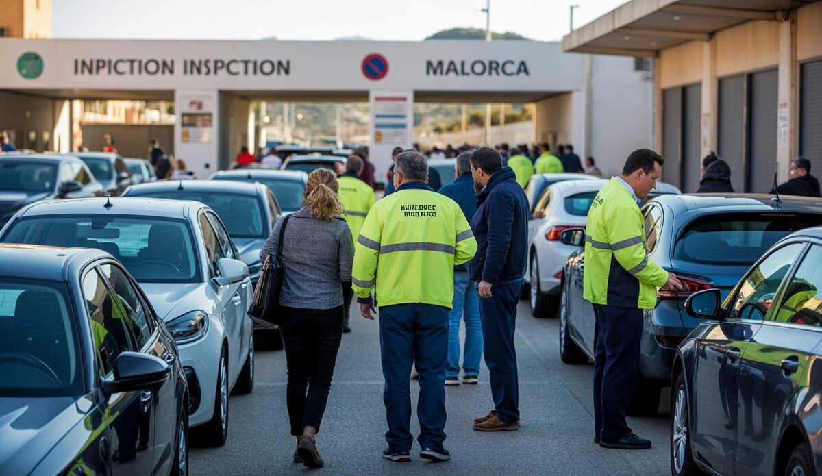 Fahrzeugwarteschlange bei der ITV-Station auf Mallorca
