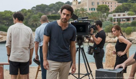 Filmproduktion mit Elyas M’Barek auf Mallorca sucht Komparsen Filmset auf Mallorca mit Elyas M'Barek und Komparsen