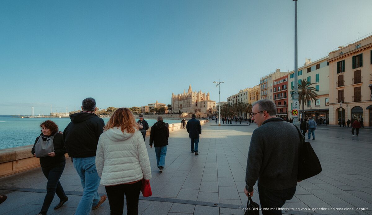 Klarer Himmel über Palma de Mallorca an einem kühlen Herbsttag.