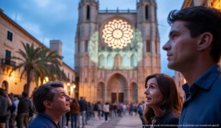 Spektakuläres Lichtereignis in der Kathedrale von Palma de Mallorca Die Kathedrale von Palma während der Festa de la Llum.