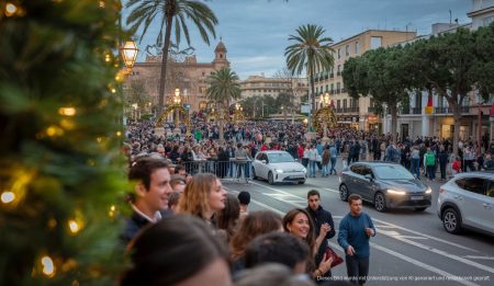 Wechsel des Standortes für Weihnachtslichter in Palma 2026 geplant Weihnachtslichter und Menschenmassen auf der Plaza España in Palma de Mallorca