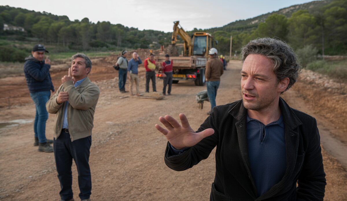 Wohnungsbau auf ländlichem Gebiet in Mallorca mit Bauarbeitern