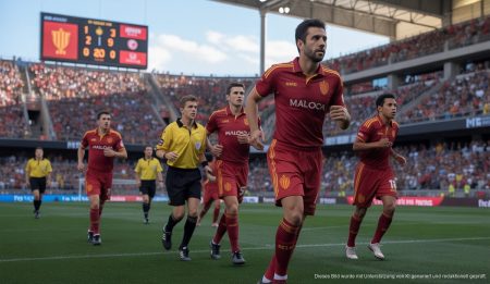 Mallorca Fußballmannschaft auf dem Spielfeld im Estadi de Son Moix