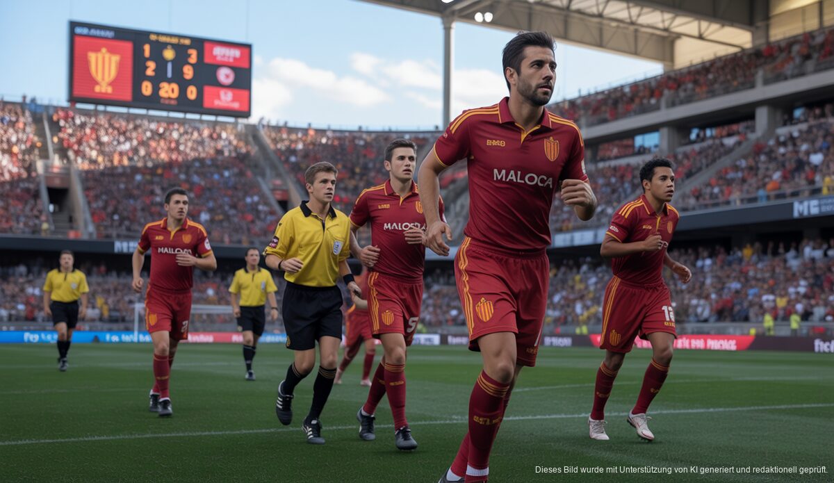 Mallorca Fußballmannschaft auf dem Spielfeld im Estadi de Son Moix