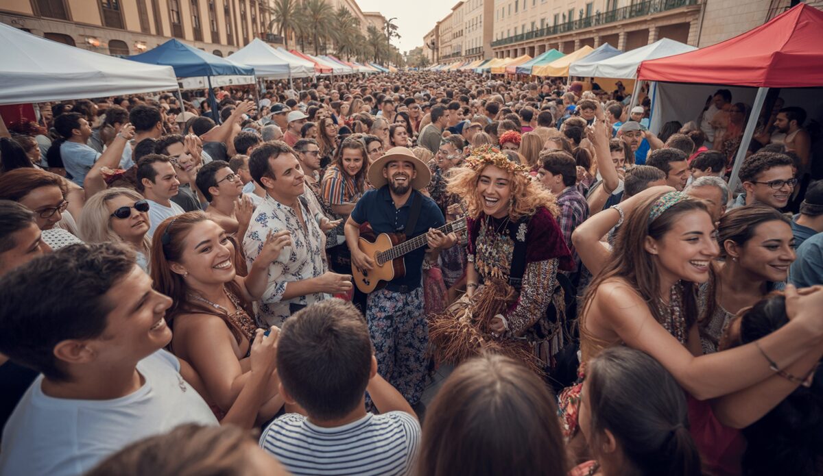 Menschenmenge bei einem Kulturfestival in Palma de Mallorca