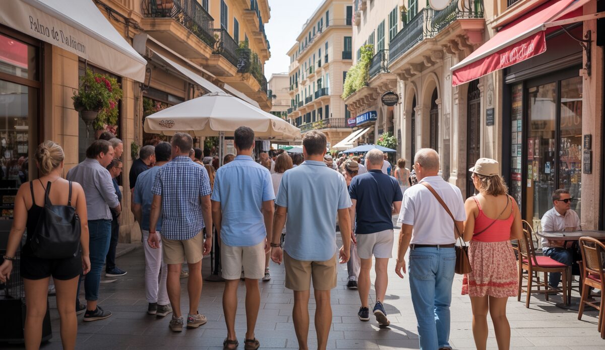 Tourismus auf Mallorca: Stabilität trotz Preissteigerungen Touristen in den Straßen von Palma de Mallorca im Jahr 2025