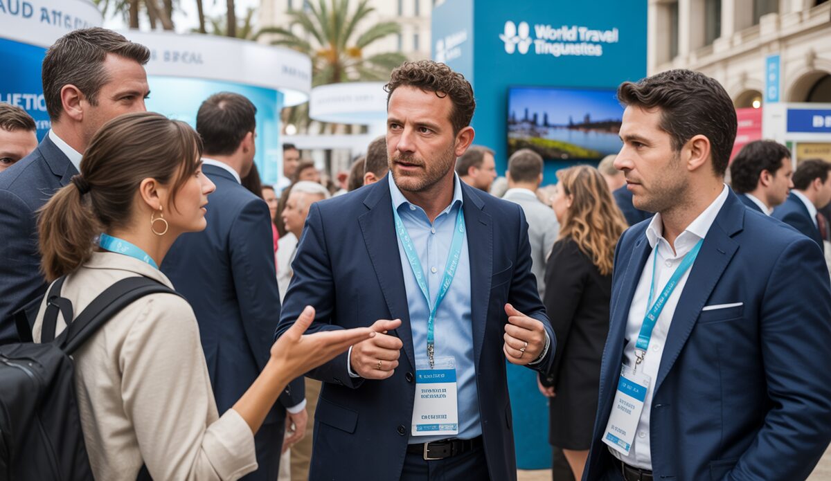 Hotelvertreter bei der Tourismusmesse in London