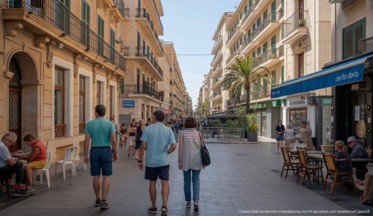 Mietnachfrage in Palma de Mallorca: Die begehrtesten Orte Straßenszene in Palma de Mallorca mit hoher Nachfrage nach Mietwohnungen.