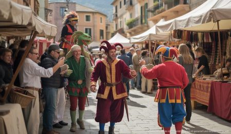 Inca auf Mallorca begeistert mit erfolgreicher Mittelaltermesse Mittelaltermarkt in Inca, Mallorca, mit Gauklern und Drachen