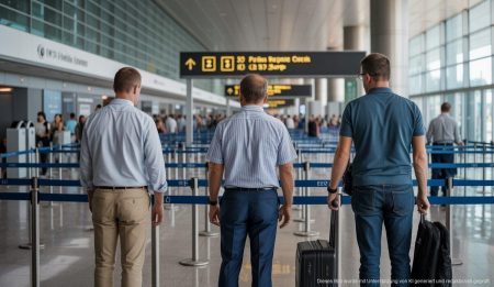 Reisende am Flughafen Mallorca mit neuem EES-System