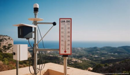 Oktober in den Balearen: Außergewöhnlich hohe Temperaturen! Wetterstation in Capdepera auf Mallorca, die Temperaturen misst