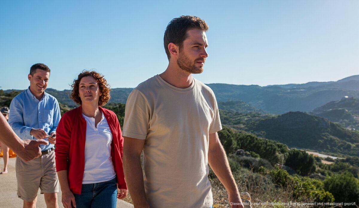 Sonnige Landschaft auf Mallorca im November mit klarem blauen Himmel
