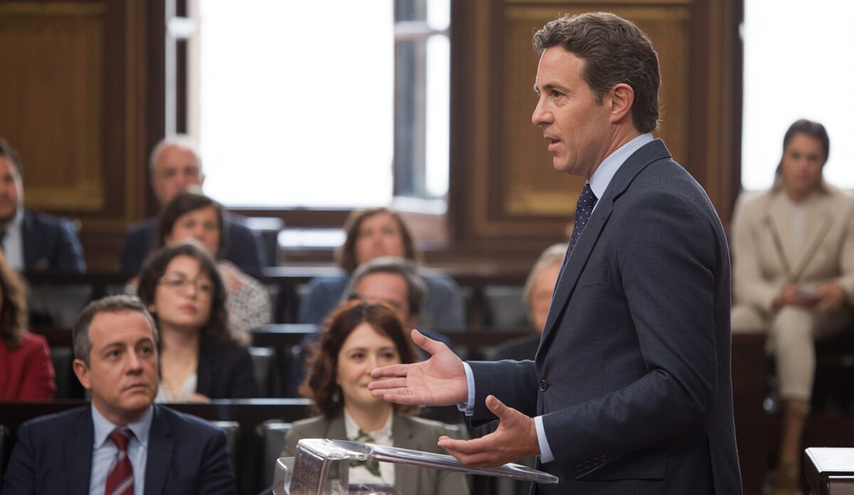 Javier Bonet im Stadtrat von Palma de Mallorca bei Haushaltspräsentation