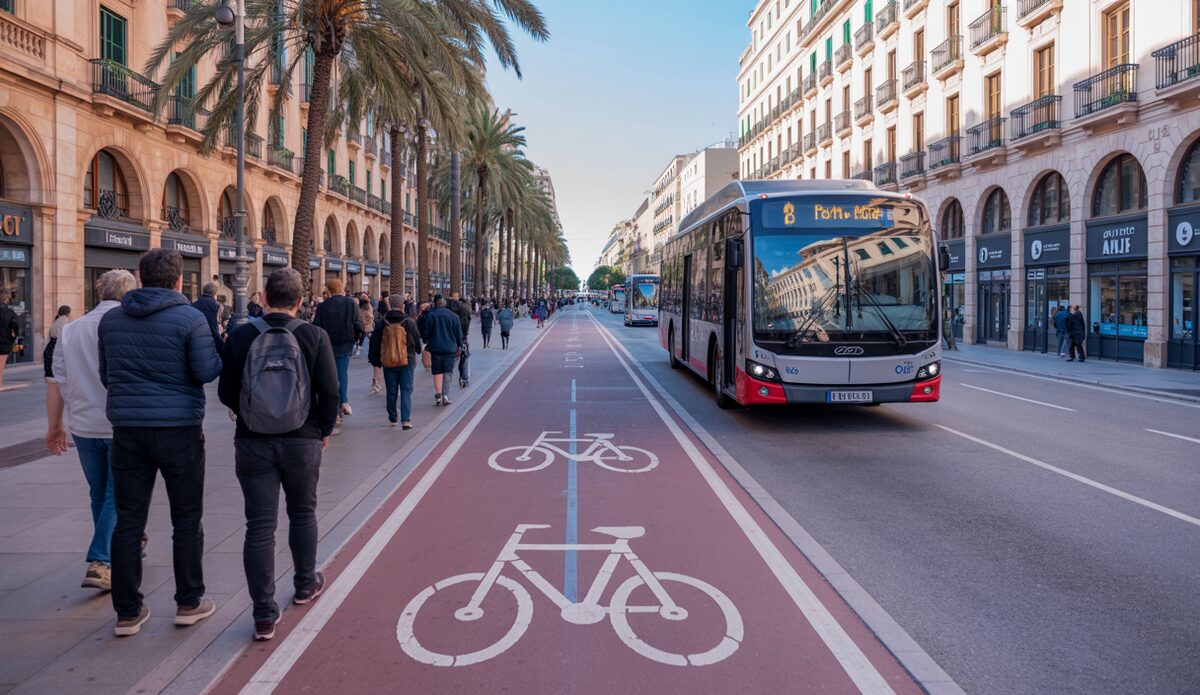 Blick auf Straßenbau und Fahrradinfrastruktur in Palma de Mallorca