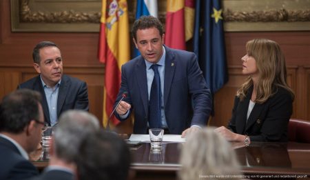 PP plant español in balearischer Bildung stärkt Politiker des Partido Popular in Palma de Mallorca während eines Parlamentsmeetings