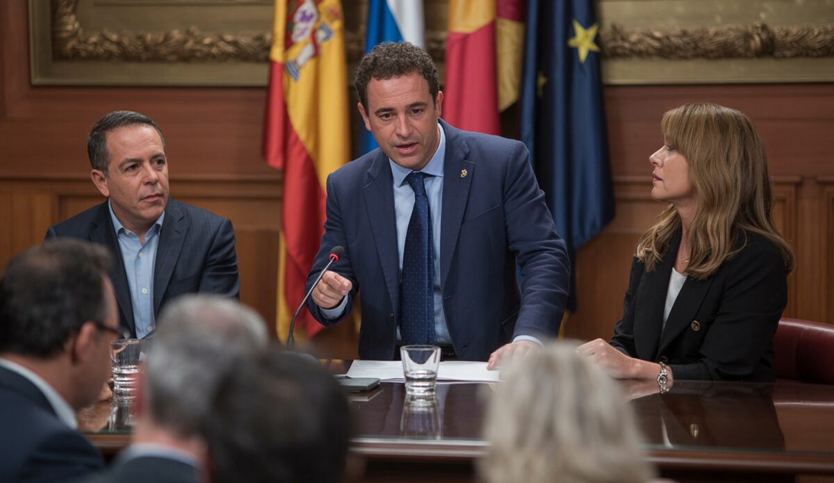 Politiker des Partido Popular in Palma de Mallorca während eines Parlamentsmeetings