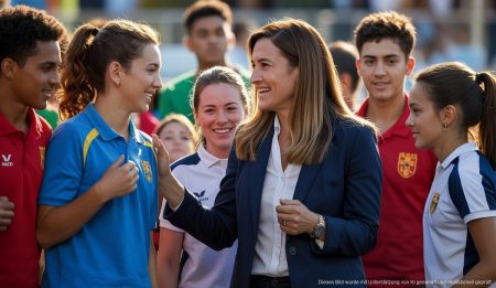Finalisten für den Princesa de Girona Preis in Palma Taty Ferrer führt eine Sportintroduktion im Teatre Principal in Palma de Mallorca.