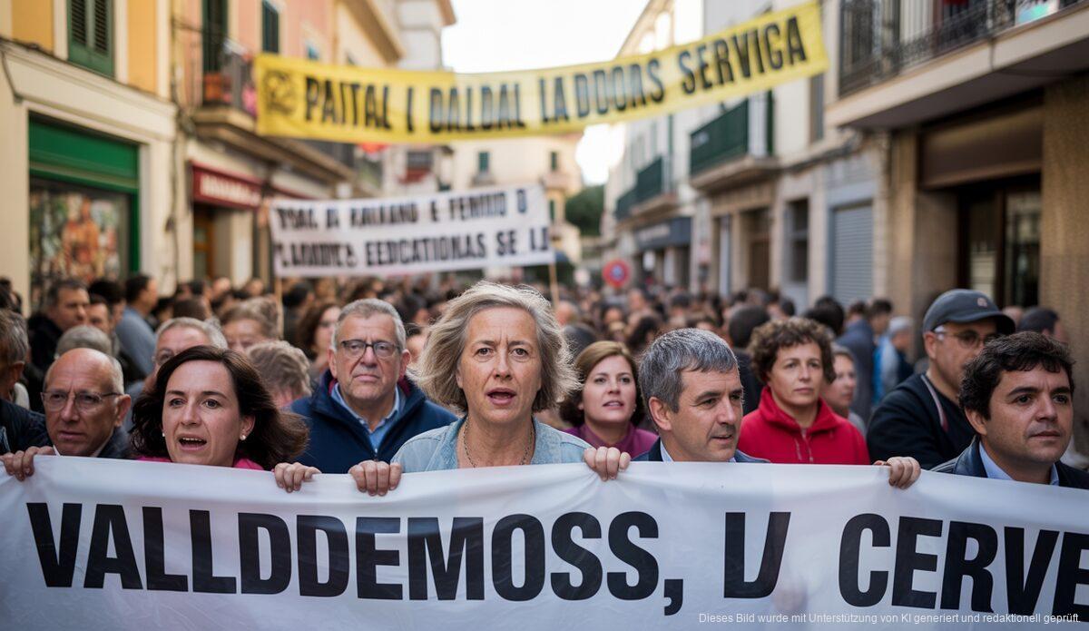 Protest in Valldemossa gegen die Schließung der Escoleta mit über 200 Teilnehmern.