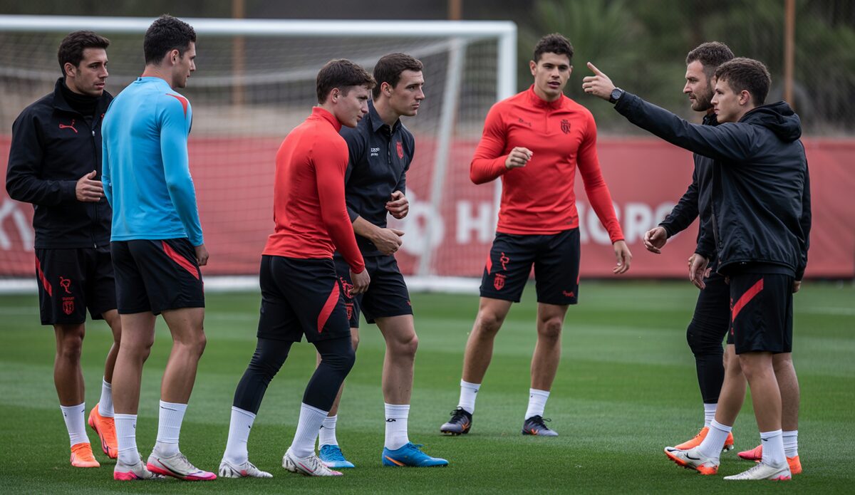 Spieler bei einem Training des RCD Mallorca in Aktion