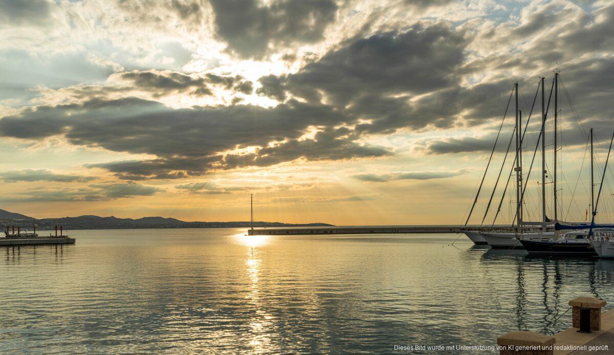 Wetterumschwung auf Mallorca mit Saharastaub über dem Hafen von Palma.