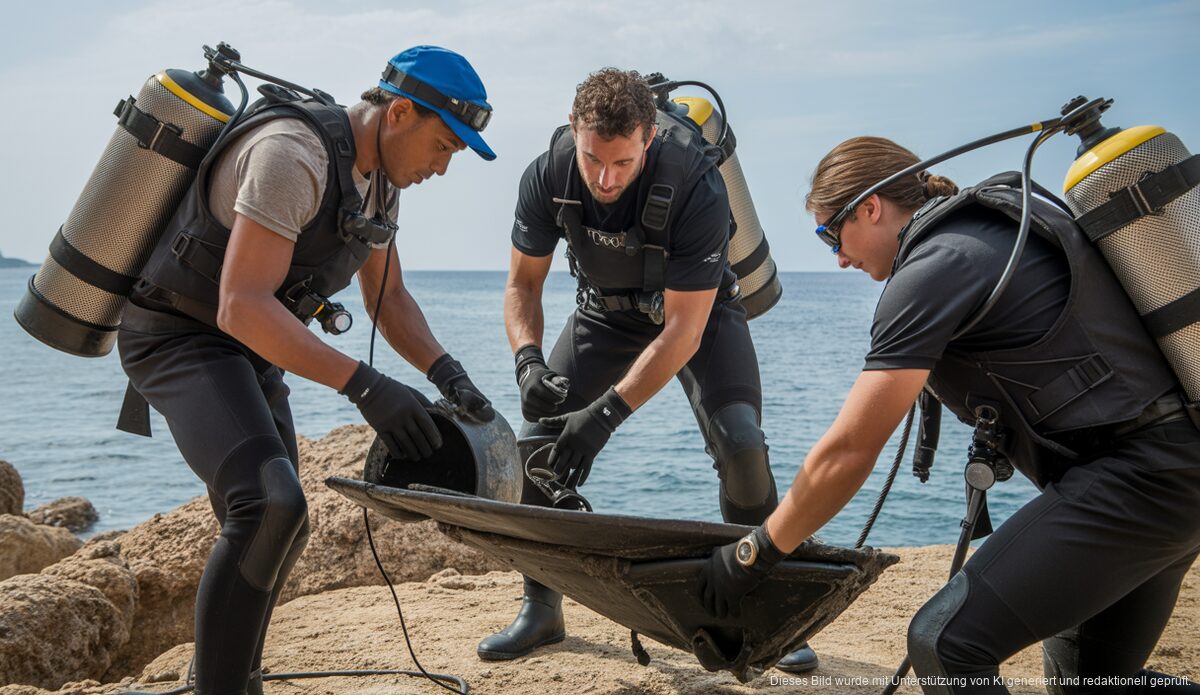 Vorbereitung zur Bergung eines antiken Römerschiffs vor Mallorca