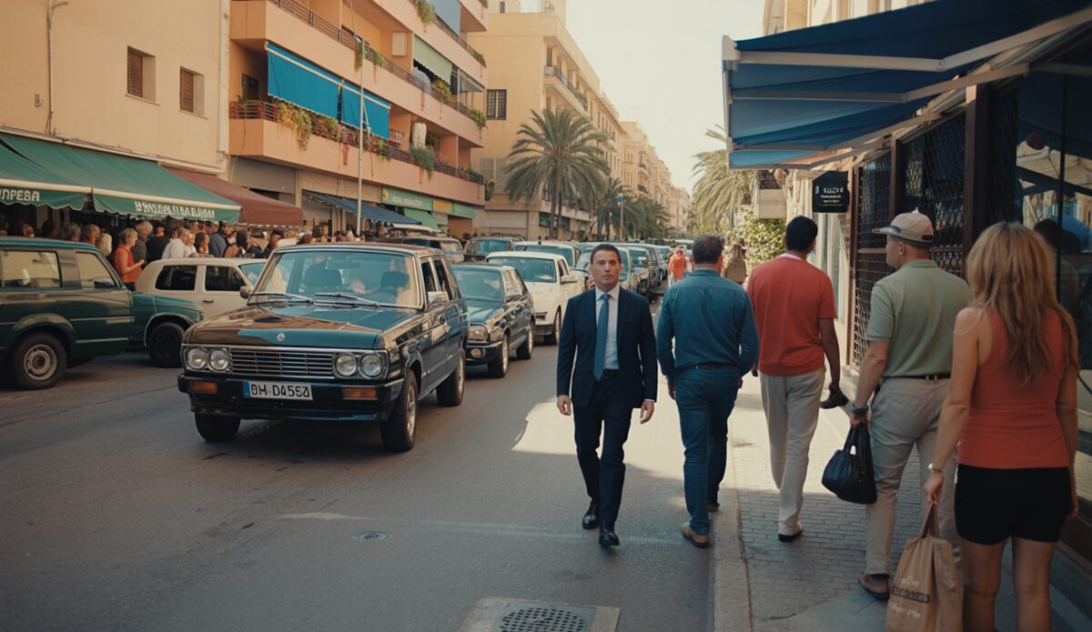 Son Banya Drogendorf in Palma de Mallorca mit verschiedenen Fahrzeugen