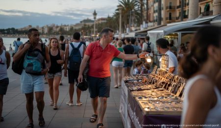 Straßenverkäufer an der Playa de Palma mit Ketten
