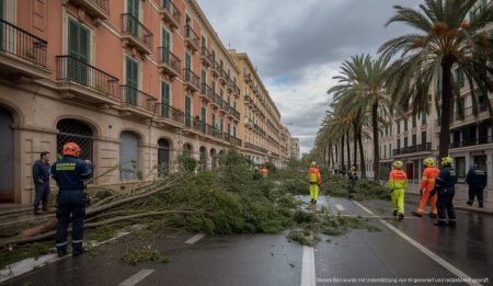 Sturm auf Mallorca: Chaos durch umgestürzte Bäume und Gasleck Sturm verursacht Chaos auf Mallorca mit umgestürzten Bäumen und einem Gasleck.