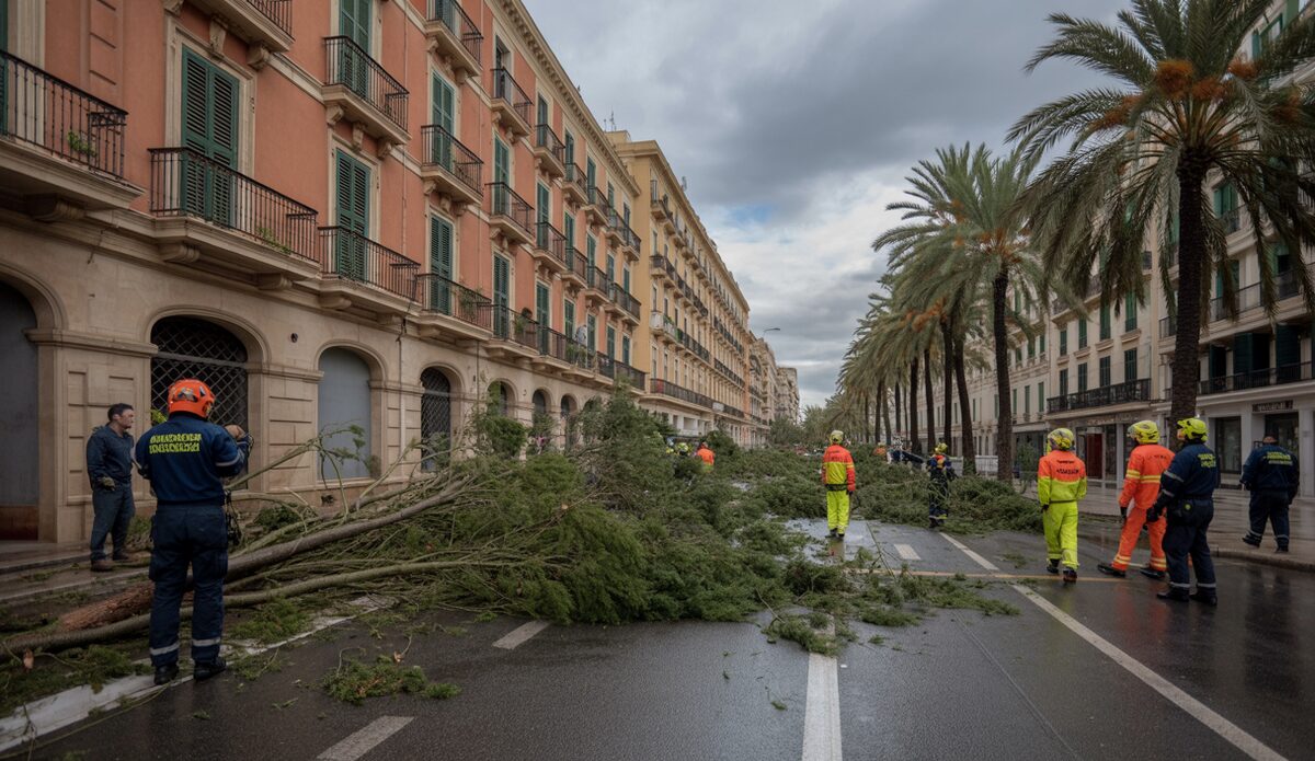 Sturm verursacht Chaos auf Mallorca mit umgestürzten Bäumen und einem Gasleck.