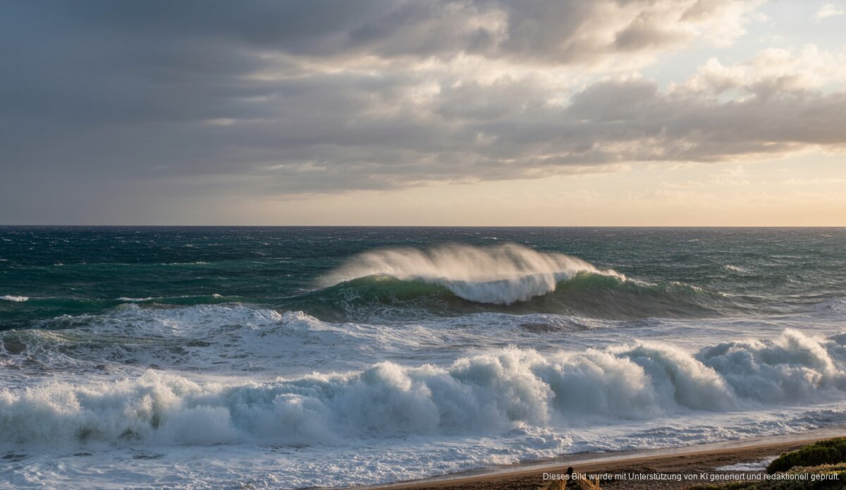 Sturmwarnung auf Mallorca mit hohen Wellen und stürmischem Wetter