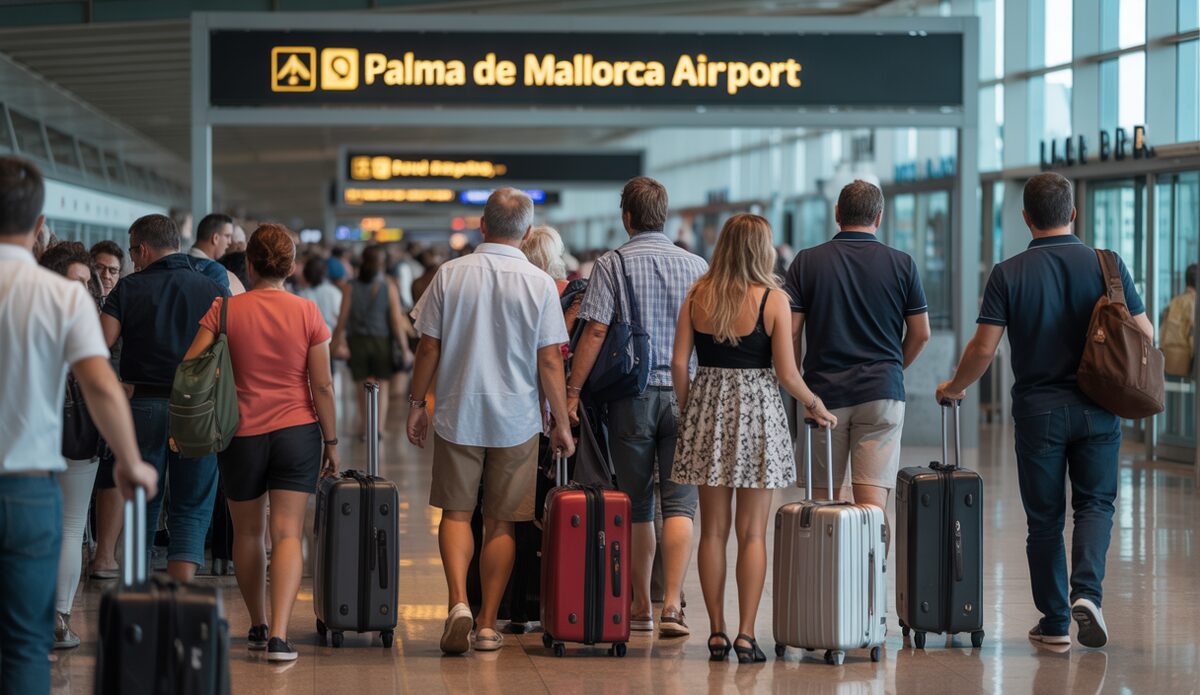 Touristen und Gartenpflege auf Mallorca