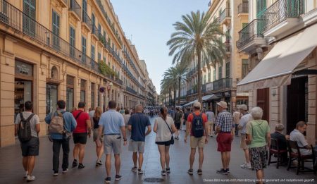 Mallorca kämpft gegen hohe Tourismusbelastung Palmas Straßen auf Mallorca mit lebhaftem Tourismus