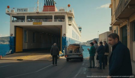 Tierschutzdebatte auf Mallorca nach Tod von Jagdhunden auf Fähre Fähre in Palma mit Tierschutzaktivisten und Polizei vor Ort nach tragischem Vorfall