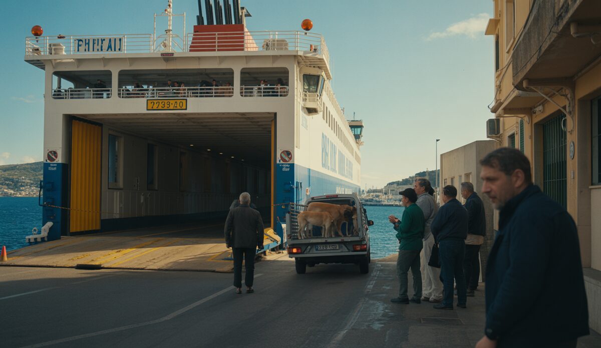 Fähre in Palma mit Tierschutzaktivisten und Polizei vor Ort nach tragischem Vorfall