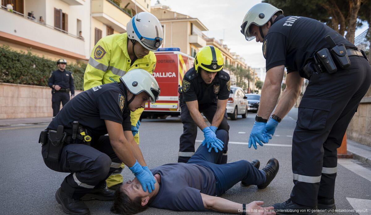 Rettungskräfte in Palma versuchen erfolglos, einen Mann zu retten, der sich beim Essen verschluckt hat.
