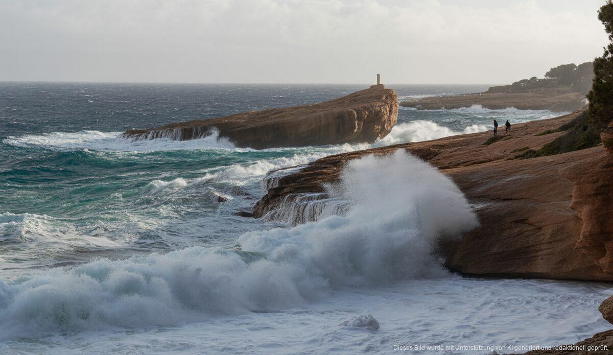 Riesenwellen auf Mallorca ziehen Touristen ins Meer