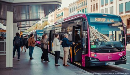 Palma rüstet Busflotte auf Elektromobilität um Elektrobus in Palma de Mallorca am Camí Vell de Llucmajor