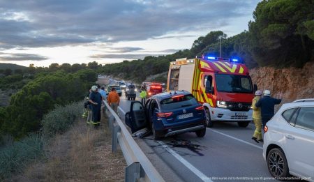 Verkehrsunfall auf Mallorca mit Rettungsfahrzeugen