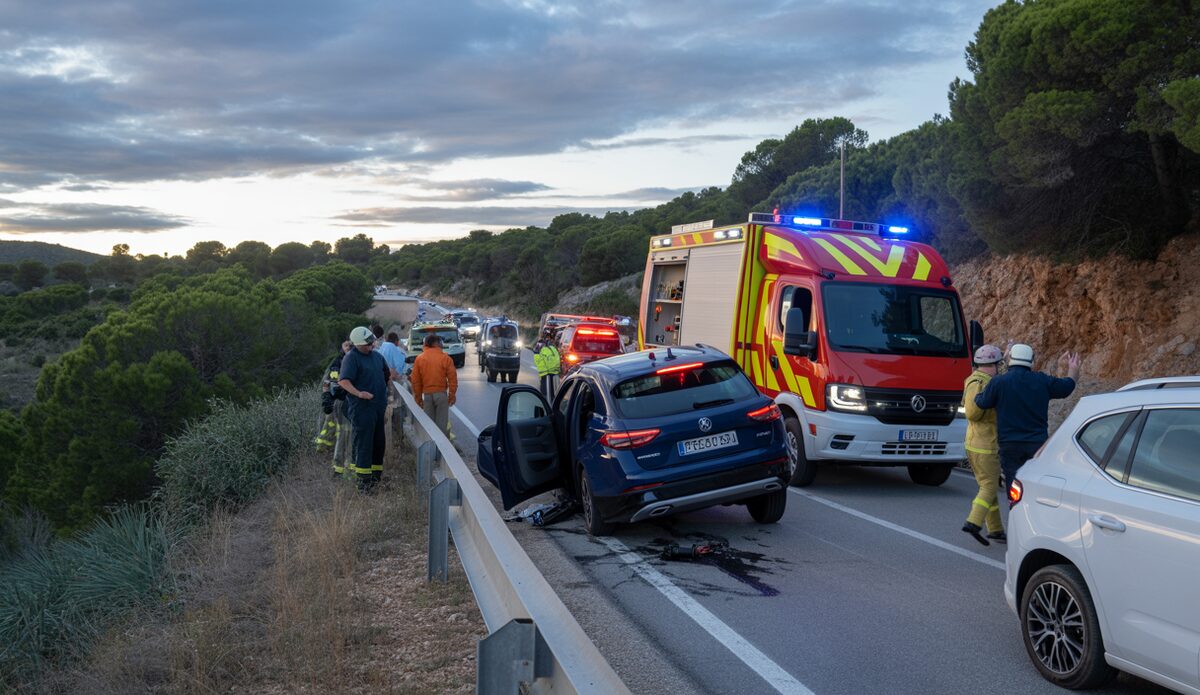 Verkehrsunfall auf Mallorca mit Rettungsfahrzeugen