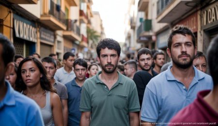 Sicherheitsprobleme und Chaos im Viertel Son Gotleu von Palma Straßenszene in Son Gotleu, Palma mit verschiedenen ethnischen Gruppen.