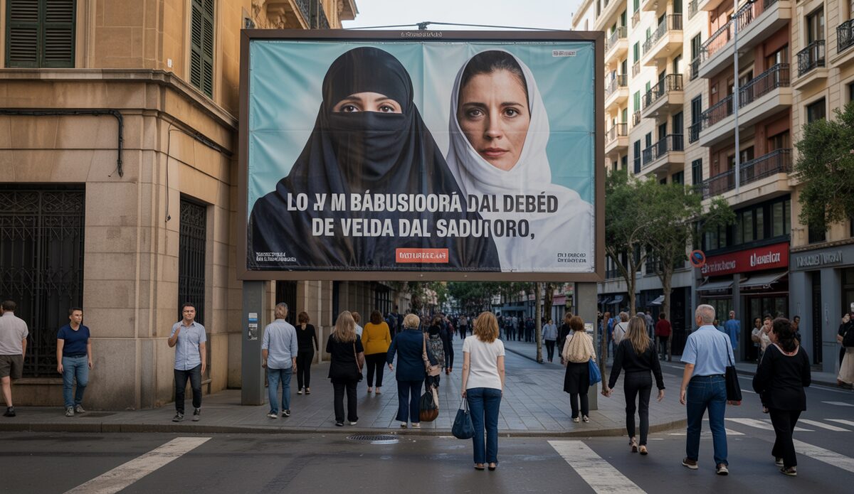Plakatkampagne von Vox mit Burka-Motiv in Palma de Mallorca