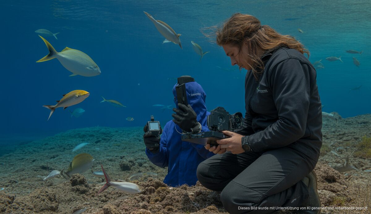 Forscher im Cabrera Archipel bei einer Studie über Haie und Rochen