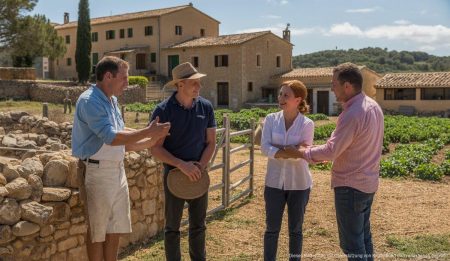 Mallorca plant neue Regeln für Urlaub auf dem Bauernhof Mallorquinischer Bauernhof mit Touristen bei Sonnenschein