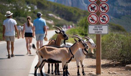 Verbot: Touristen dürfen Mallorcas Wildziegen nicht mehr füttern Ein Schild in Mallorca mit dem Hinweis, Wildziegen nicht zu füttern.