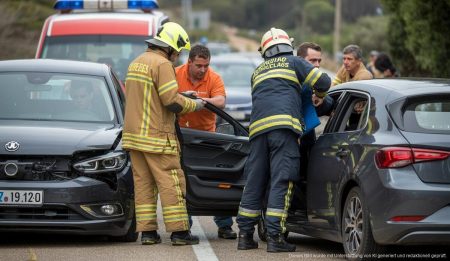 Verkehrsunfall auf Mallorca: Feuerwehr und Rettungsdienste bei Einsatz