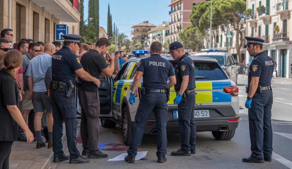 Polizei sichert Tatort auf der Carretera de Sóller in Palma