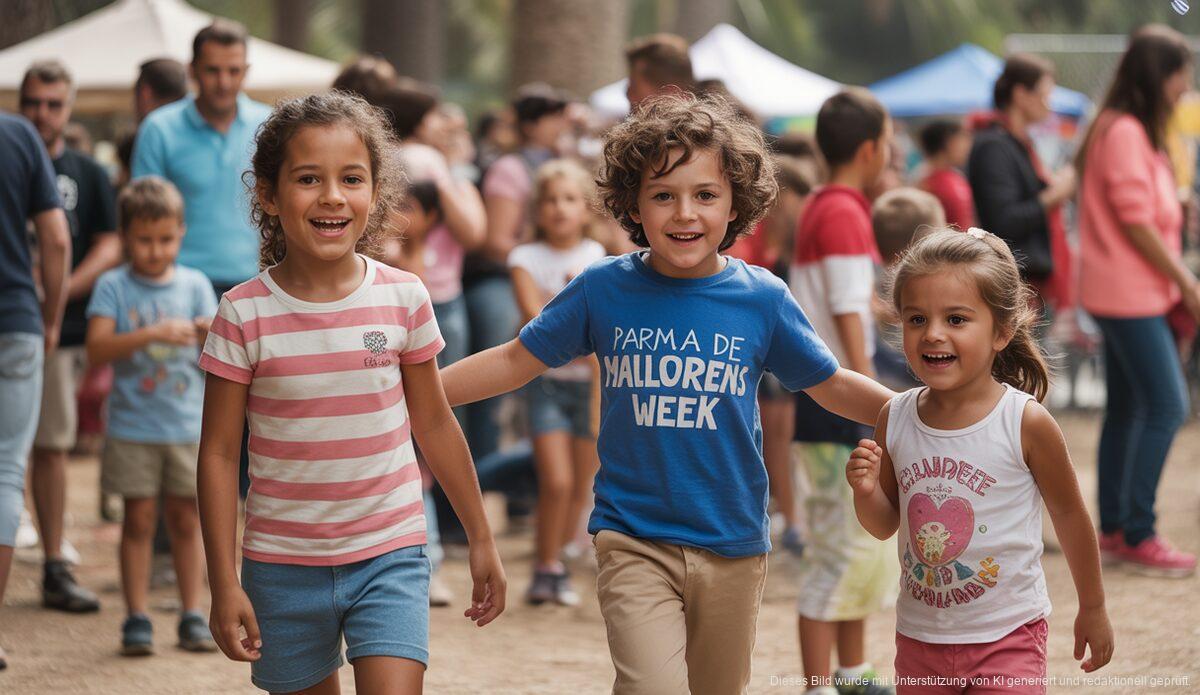 Kinder und Familien genießen Aktivitäten während der Kindheitswoche in Palma